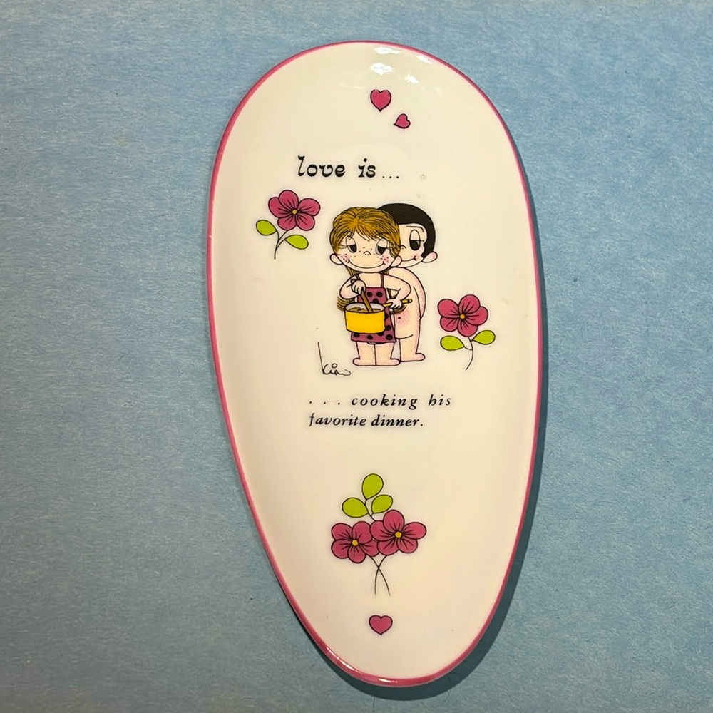 Vintage 1972 "Love is" Spoon Rest - "Love is cooking his favorite dinner"
